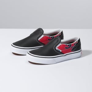 Vans Erkek Çocuk Kaykay Ayakkabısı Moto Flame Slip-On Siyah/Kırmızı | 26496-303